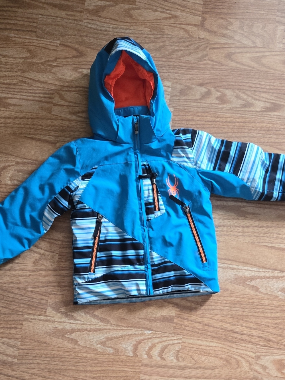 Spyder Blue & Orange Kids' Hooded Winter Jacket